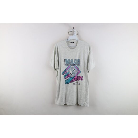 Vtg 90s Womens L 1995 State Champs MASA Michigan Amateur Softball T-Shirt USA - Picture 1 of 12